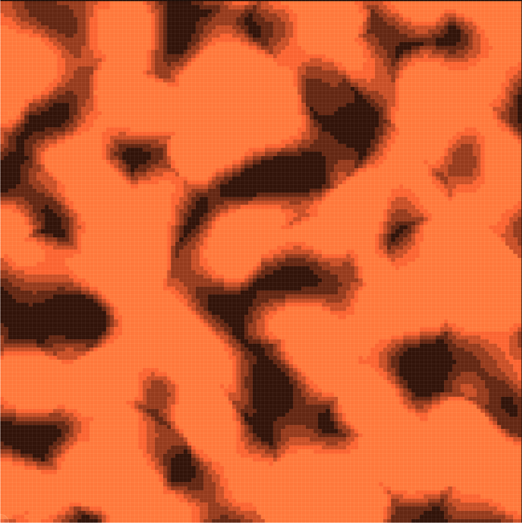 Screenshot of Unity's tilemap renderer in overdraw visualization mode